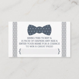 リトルマンおむつラッフルチケット、ネイビーブルー、グレー エンクロージャーカード