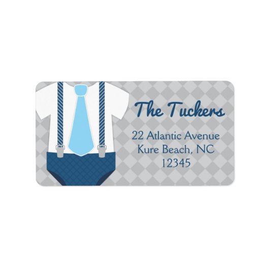 リトルマンおむつラッフルベビーシャワーアドレス ラベル (正面)