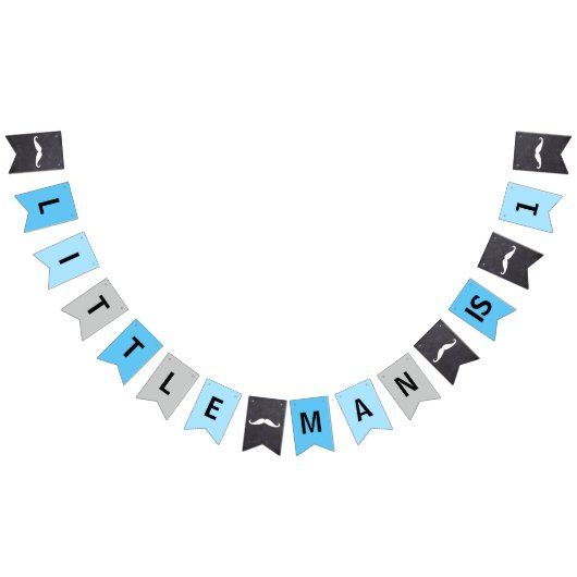 "リトルマンは1" – 最初の誕生日 – 青 バンティングフラッグ (全)