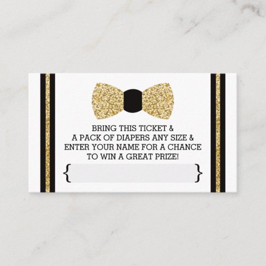 リトルマンオムツラッフルチケット、金ゴールド、ブラック エンクロージャーカード (正面)