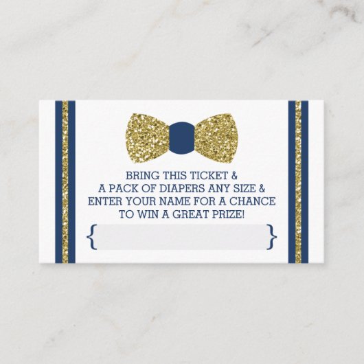 リトルマンオムツラッフルチケット、金ゴールド、海軍 エンクロージャーカード (正面)