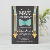 リトルマンサスペンダーズベビーシャワーボーイベビーシャワー 招待状 (スタンド正面)
