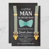リトルマンサスペンダーズベビーシャワーボーイベビーシャワー 招待状 (正面/裏面)