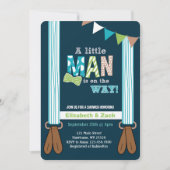 リトルマンサスペンダーズベビーシャワー招待状 招待状 (正面)