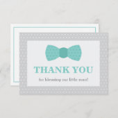 リトルマンサンキューカード、ティール(緑がかった色)、グレー サンキューカード (正面/裏面)