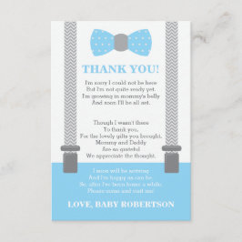 リトルマンサンキューカード、ベビーブルー、グレー サンキューカード