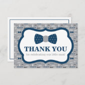 リトルマンサンキューカード、ボウタイ、ネイビー、グレー サンキューカード (正面/裏面)