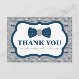リトルマンサンキューカード、ボウタイ、ネイビー、グレー サンキューカード