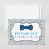 リトルマンサンキューカード、ボウタイ、ブルー、グレー サンキューカード (正面/裏面)