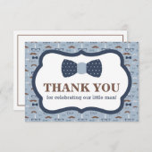 リトルマンサンキューカード、ボウタイ、ブルー、ブラウン サンキューカード (正面/裏面)