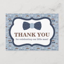 リトルマンサンキューカード、ボウタイ、ブルー、ブラウン サンキューカード