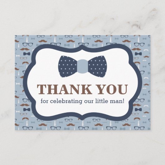 リトルマンサンキューカード、ボウタイ、ブルー、ブラウン サンキューカード (正面)