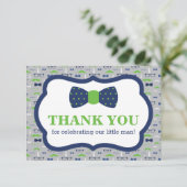 リトルマンサンキューカード、蝶ネクタイ、青、緑 サンキューカード (スタンド正面)