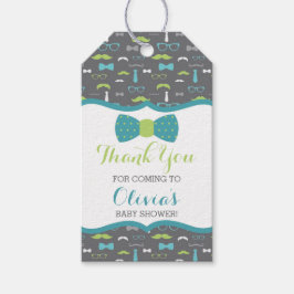 リトルマンサンキューラベル、ティール（緑がかった色）、グリーン、ボウタイ ギフトタグ