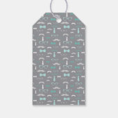 リトルマンサンキューラベル、ティール(緑がかった色)、グレー、ボウタイ ギフトタグ (裏面)