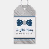 リトルマンサンキューラベル、ブルー、グレー、ボウタイ ギフトタグ (裏面)