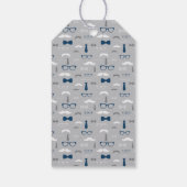 リトルマンサンキューラベル、ブルー、グレー、ボウタイ ギフトタグ (裏面)