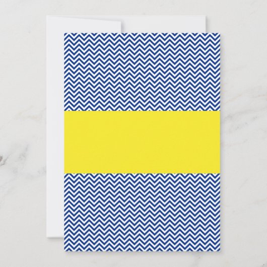 リトルマンシェブロンネービーブルーイエローベビーシャワー 招待状 (裏面)