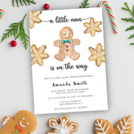 リトルマンジンジャーブレッドマンクリスマスベビーシャワー 招待状