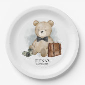 リトルマンテディベアおもしろいボーイ赤ちゃんシャワー ペーパープレート (正面)
