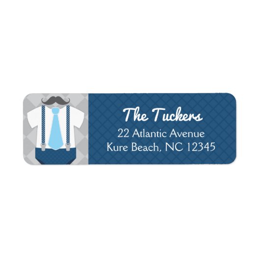 リトルマンネイビーブルーグレーベビーシャワーアドレス ラベル (正面)