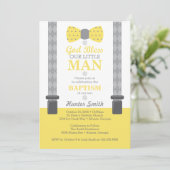リトルマンバプテスマ招待状イエローグレー 招待状 (スタンド正面)