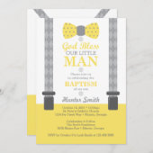 リトルマンバプテスマ招待状イエローグレー 招待状 (正面/裏面)