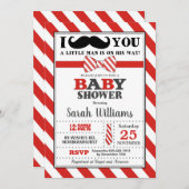 リトルマンヒュースティッシュベビーシャワー男の赤ちゃん 招待状 (正面/裏面)