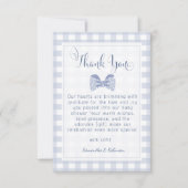 リトルマンブルーボウタイ赤ちゃんシャワー サンキューカード (正面)