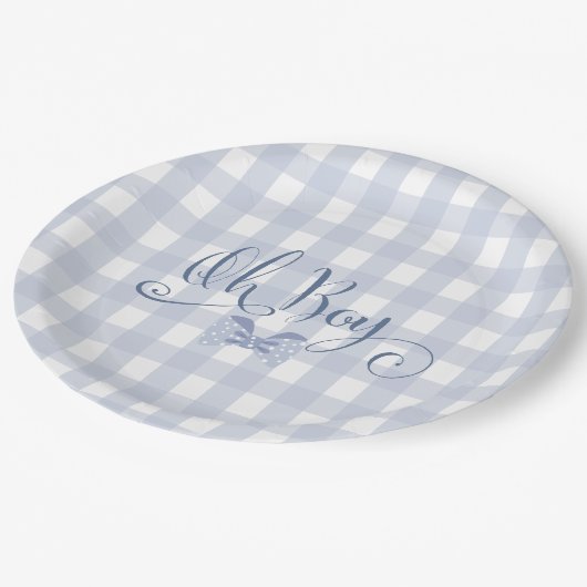 リトルマンブルーボウタイ赤ちゃんシャワー ペーパープレート (アングル)