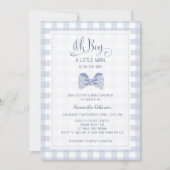 リトルマンブルーボウタイ赤ちゃんシャワー 招待状 (正面)