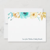 リトルマンベビーシャワーリースティール(緑がかった色)ブルーサンキューサンキュー サンキューカード (裏面)