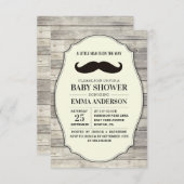 リトルマンベビーシャワー招待状カントリー口ひげ 招待状 (正面/裏面)