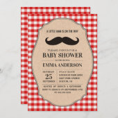 リトルマンベビーシャワー招待状カントリー口ひげ 招待状 (正面/裏面)