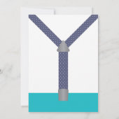 リトルマンベビーシャワー招待状ネイビーティール（緑がかった色）アクア 招待状 (裏面)