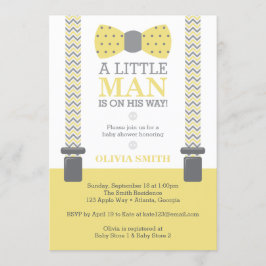 リトルマンベビーシャワー招待状、イエロー、グレー 招待状