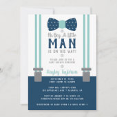 リトルマンベビーシャワー招待状、ネイビーブルー、アクア 招待状 (正面)