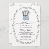 リトルマンベビーシャワー招待状、ボウタイボーイベビー 招待状 (正面/裏面)