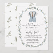 リトルマンベビーシャワー招待状、ボウタイボーイベビー 招待状 (正面/裏面)