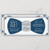 リトルマンベビーシャワー招待状、ボウタイ 招待状 (正面/裏面)