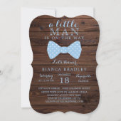 リトルマンベビーシャワー招待状 |木製のボウタイ 招待状 (正面)