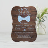 リトルマンベビーシャワー招待状 |木製のボウタイ 招待状 (スタンド正面)