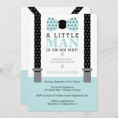 リトルマンベビーシャワー招待状,青,黒 招待状 (正面/裏面)
