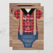 リトルマンベビーシャワー招待状、Lumberjack 招待状 (正面/裏面)