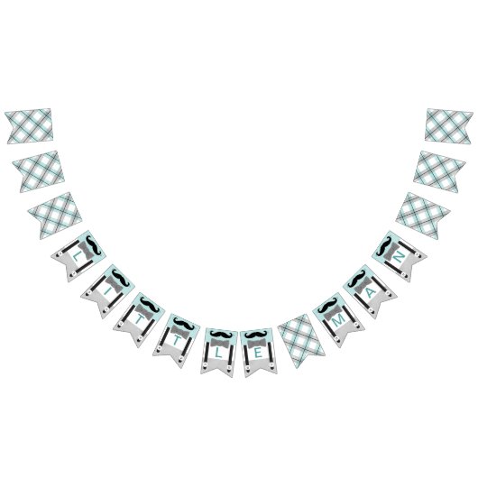 リトルマンベビーミントグリーングレー男の赤ちゃんシャワー バンティングフラッグ (全)