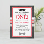 リトルマンボウタイと口ひげ誕生日(赤) 招待状 (スタンド正面)