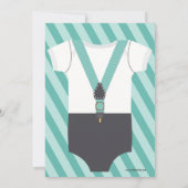 リトルマンボーイベビーシャワー、グレーティール(緑がかった色)ターコイズ 招待状 (裏面)