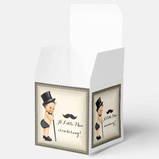 リトルマンムスタッシュ男の赤ちゃんシャワー フェイバーボックス (オープン)