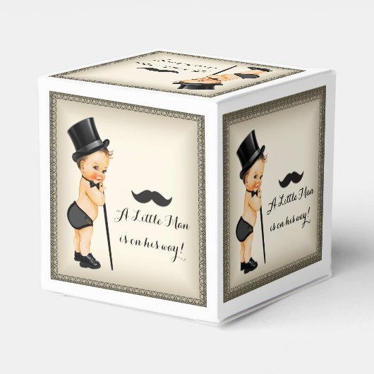 リトルマンムスタッシュ男の赤ちゃんシャワー フェイバーボックス (裏面サイド)