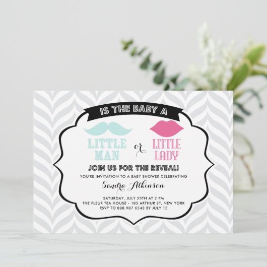 リトルマンリトルレディージェンダーが赤ちゃんのシャワーを明らかにする 招待状 (スタンド正面)